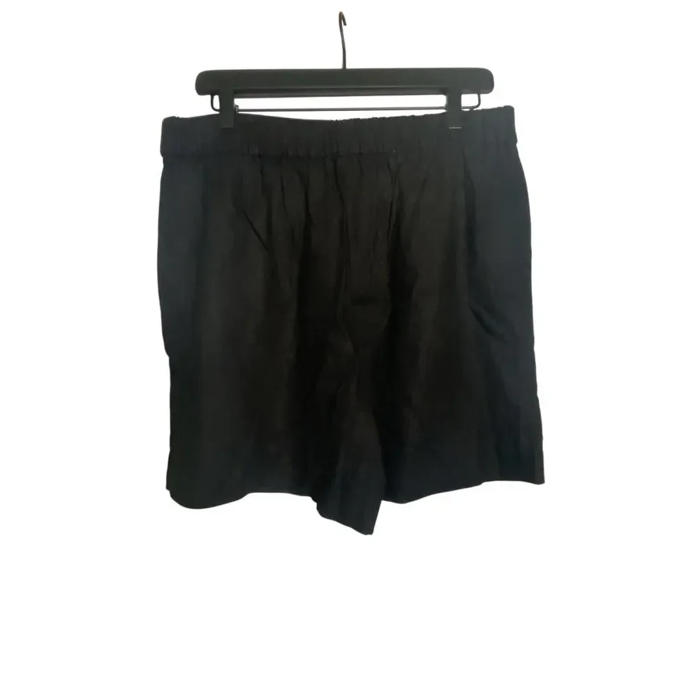 J.Crew Size 12 Black Linen Blend Shorts Women Elastic Waist In Back